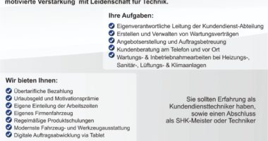 Technischer Leiter Kundendienst (m/w/d) gesucht!